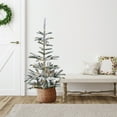 thumbnail image 1 of Northlight Real Touch™️ Pre-Lit Slim Flocked Nordmann Fir Artificial Christmas Tree - 4.5' - Warm, 1 of 7