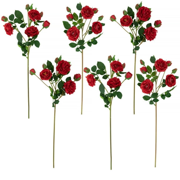 Northlight Real Touch Red Artificial Camellia Rose Floral Sprays, Set of 6 - 23"