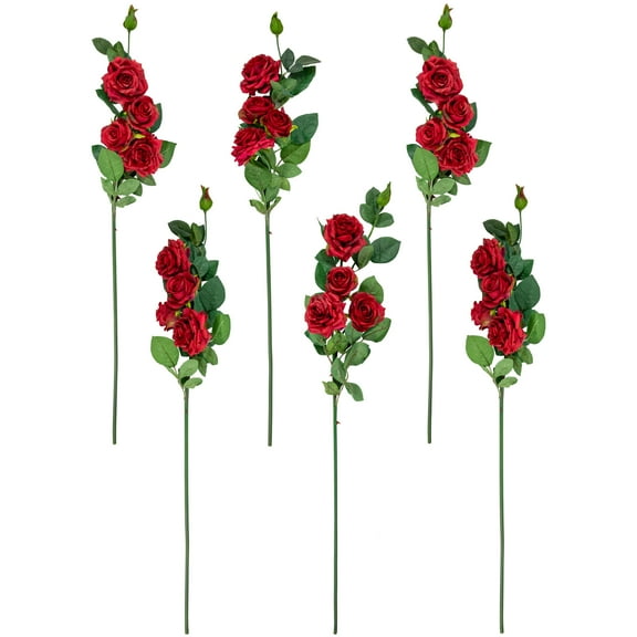 Northlight Real Touch Red Artificial Rose Floral Sprays, Set of 6 -35"