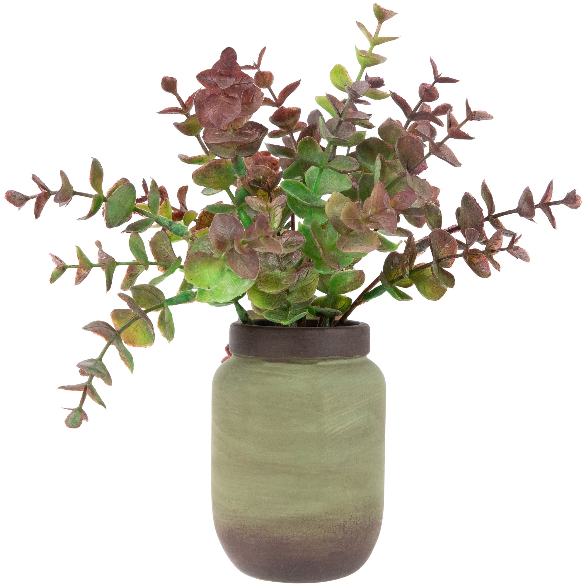 Northlight Real Touch Two-Toned Spring Eucalyptus Leaves Artificial Plant in Ceramic Pot 10"