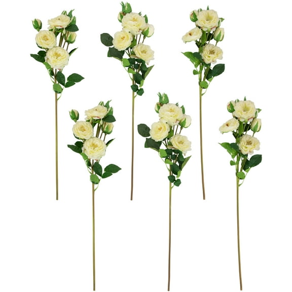Northlight Real Touch White Artificial Camellia Rose Floral Sprays, Set of 6 - 23"