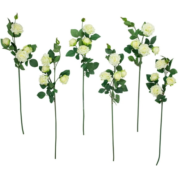 Northlight Real Touch White Artificial Rose Floral Sprays, Set of 6 -35"