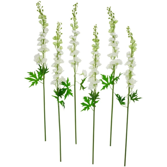 Northlight Real Touch White Delphinium Artificial Floral Stems, Set of 6 - 40"