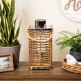 thumbnail image 1 of Northlight Rectangular Rattan Glass Candle Lantern with Jute Handle - 15.5", 1 of 10