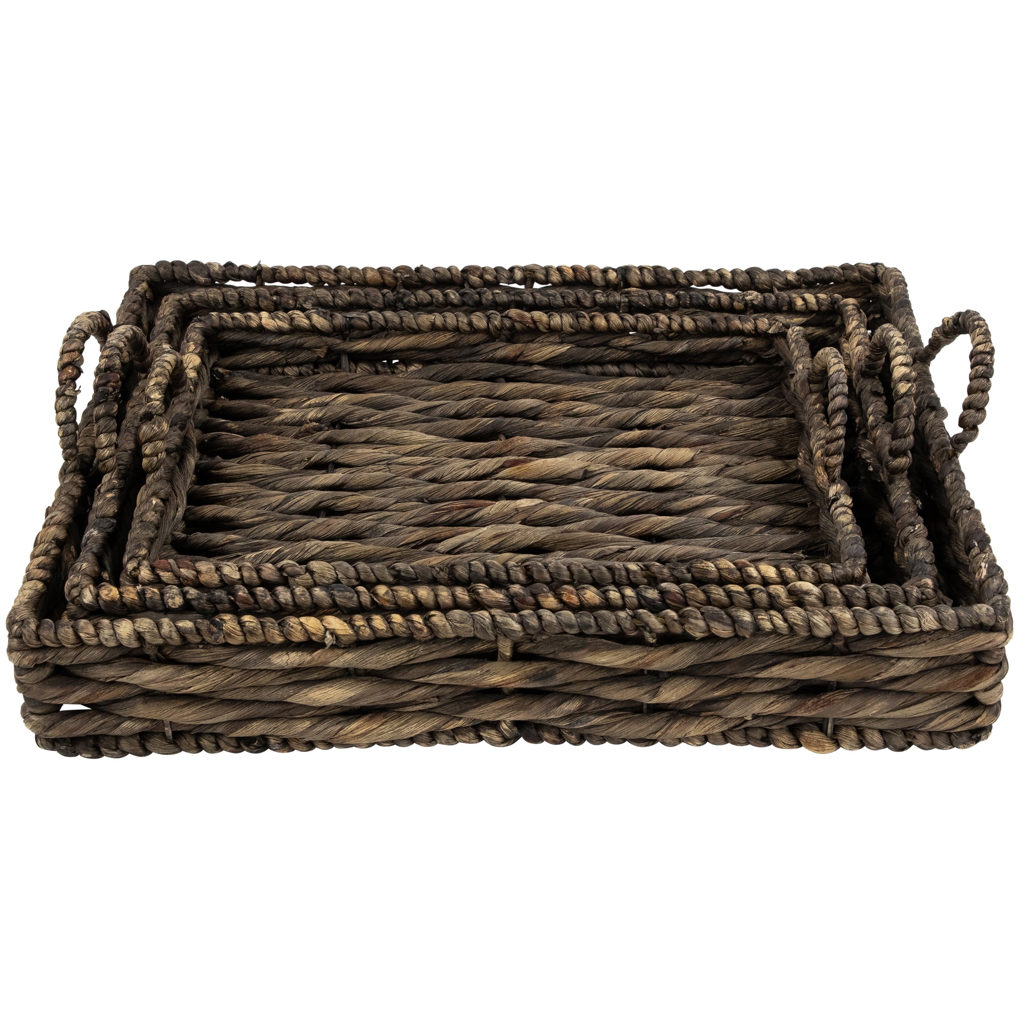 Northlight Rectangular Water Hyacinth Trays with Handles - 13.75 ...