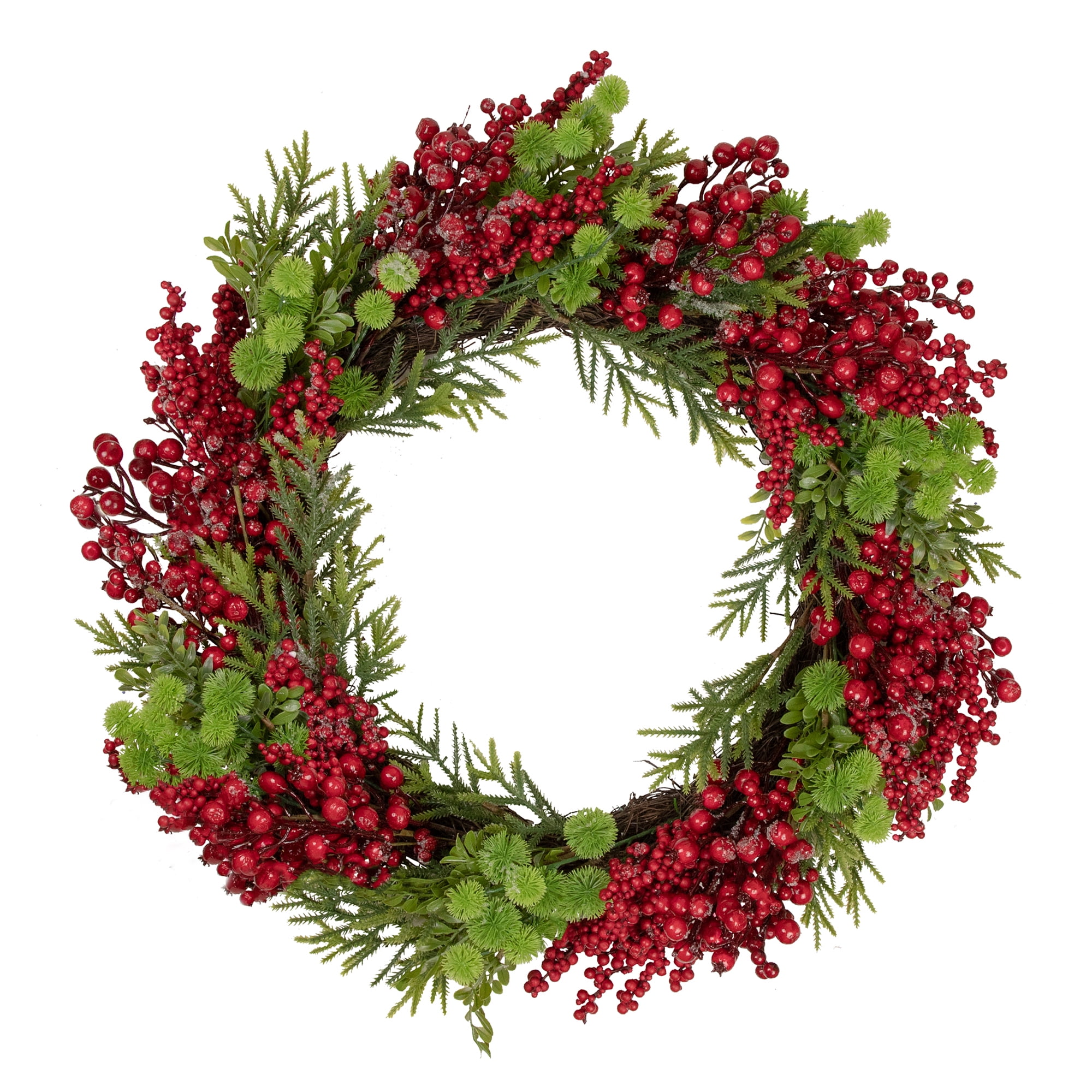 Frosted Pine and Berry 25-Inch Artificial Christmas Wreath
