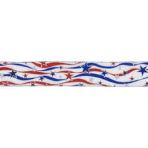 Northlight Red, White and Blue Striped Swirl Wired Patriotic Craft Ribbon 2.5in x 10 Yards