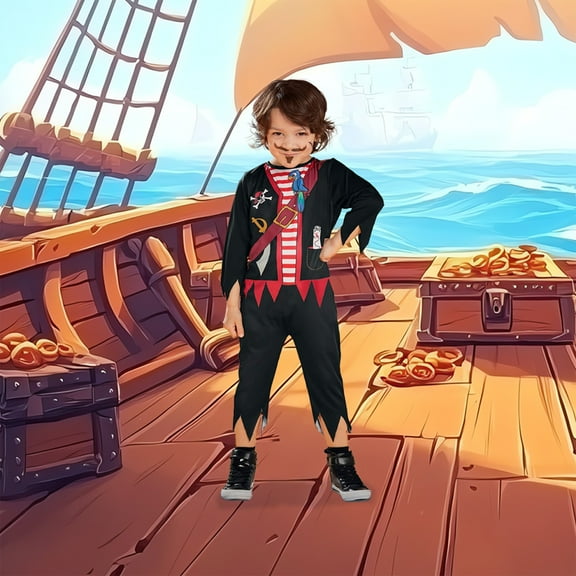 Black and Red Pirate Boy Toddler Halloween Costume - Extra Small