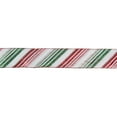 thumbnail image 1 of Northlight Red and Green Glitter Striped Christmas Wired Craft Ribbon 2.5" x 16 Yards, 1 of 3
