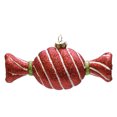 thumbnail image 1 of Red and White Glitter Stripe Shatterproof Christmas Candy Ornament 4.75", 1 of 2