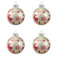 thumbnail image 1 of 4ct Matte Red and Silver Reindeer Glass Ball Christmas Ornaments 2.5" (65mm), 1 of 1