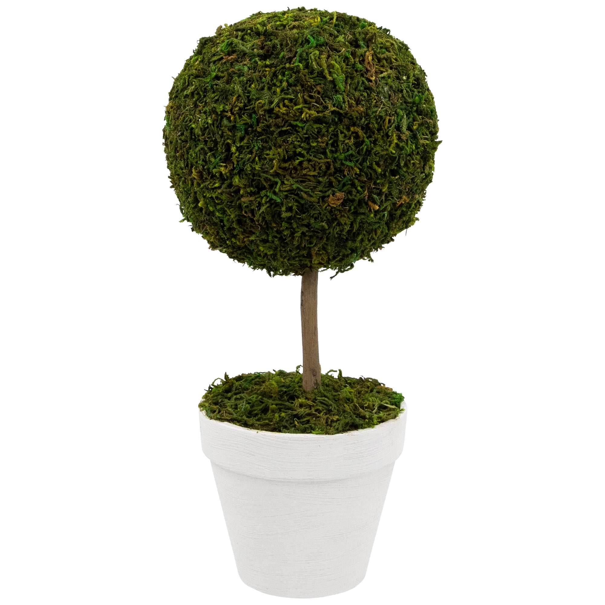 16" Green Plastic Moss Ball Outdoor Topiary Tree