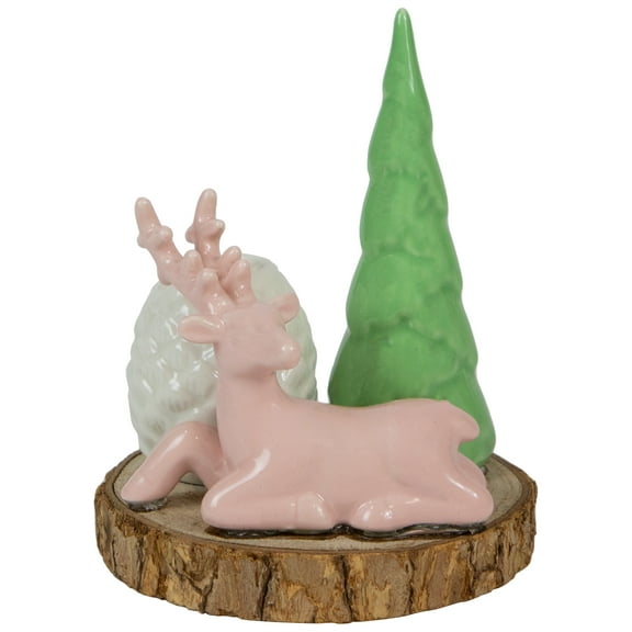 Northlight Reindeer with Tree and Pine Cone Christmas Taper Candle Holder - 6"