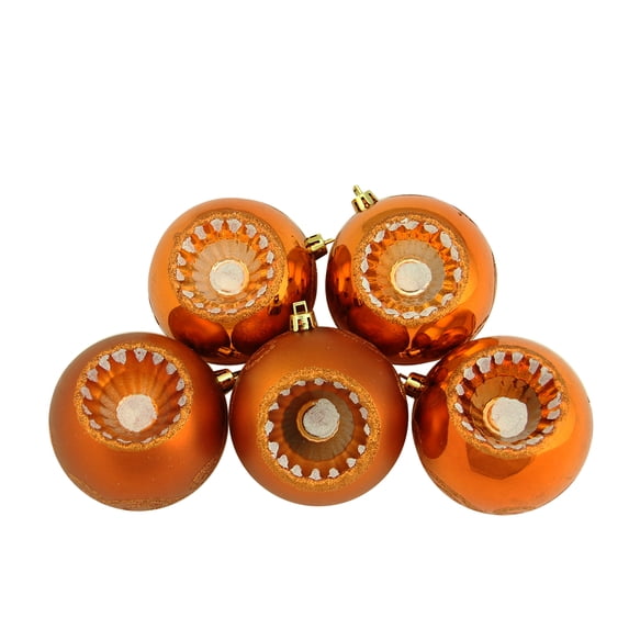 Northlight Retro Reflector Shatterproof 2-Finish Christmas Ball Ornaments - 3.25" (80mm) - Burnt