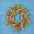 thumbnail image 1 of Northlight Cranesbill Geranium and Veronica Twig Wreath - 21" - Pink, 1 of 8