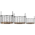 thumbnail image 1 of Northlight Round Iron Nesting Baskets with Natural Wood Base - 14" - Set of 3, 1 of 8