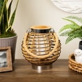 thumbnail image 1 of Northlight Round Rattan Glass Candle Lantern with Jute Handle - 9.5", 1 of 10