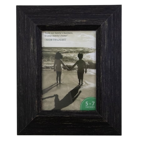 Rustic Weathered Picture Frame with Easel Back - for 5" x 7" Photos - 10" - Black