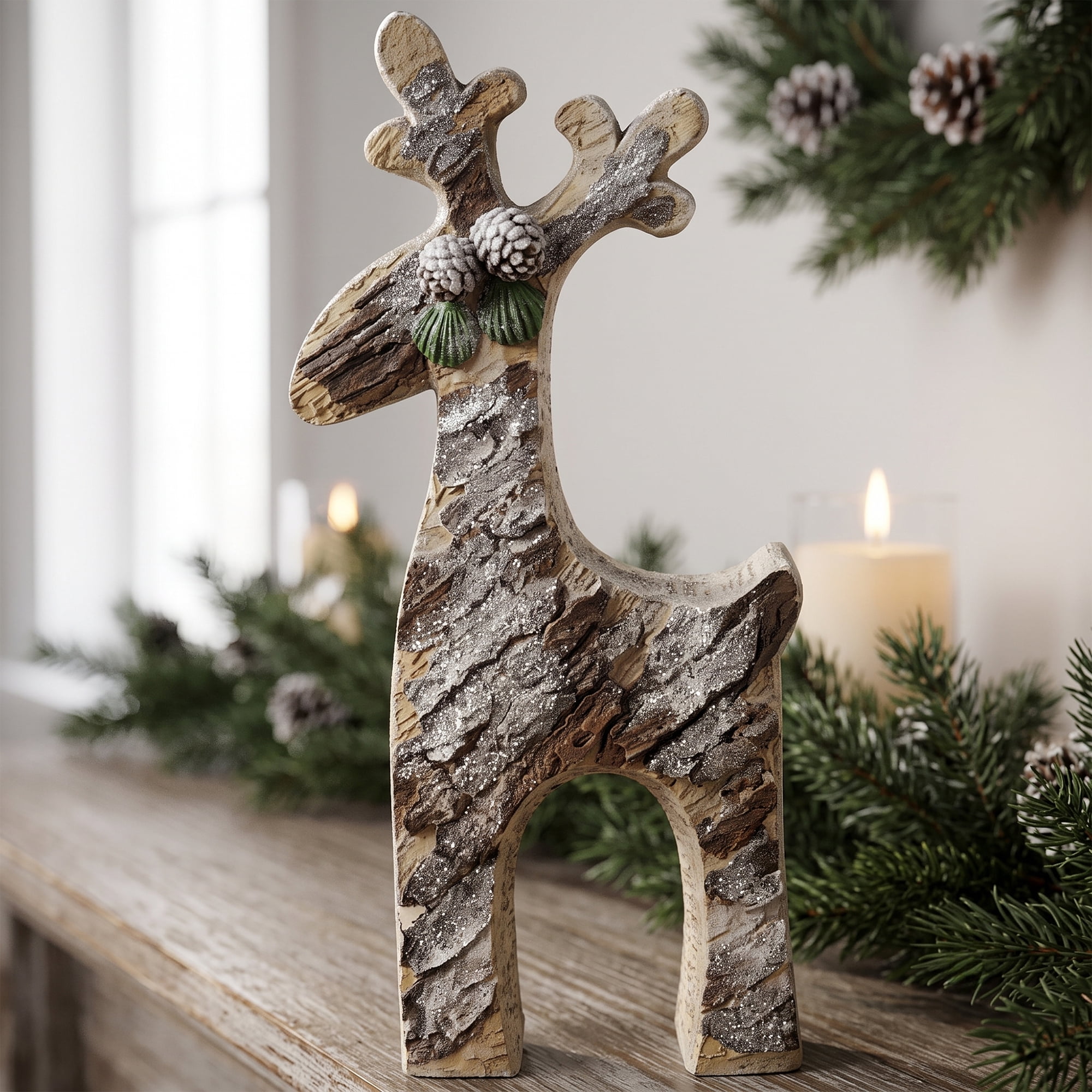 Northlight Rustic Woodland Glittered Reindeer Christmas Figure - 22" - Gray