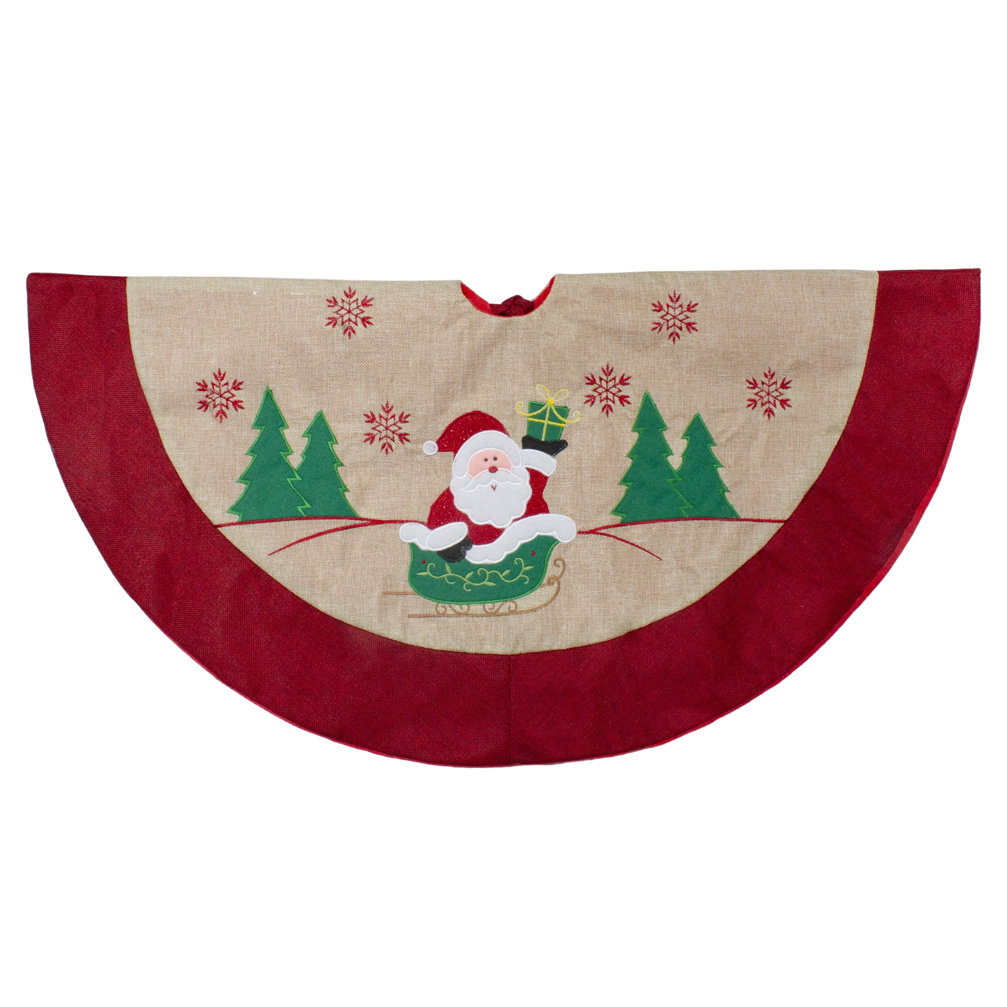 36" Burlap Santa Claus Embroidered Christmas Tree Skirt