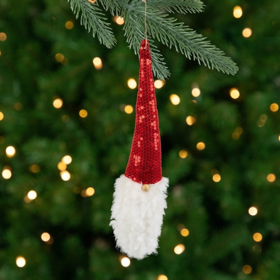 Northlight Santa Head with Sequin Hat Christmas Ornament - 11" - Red