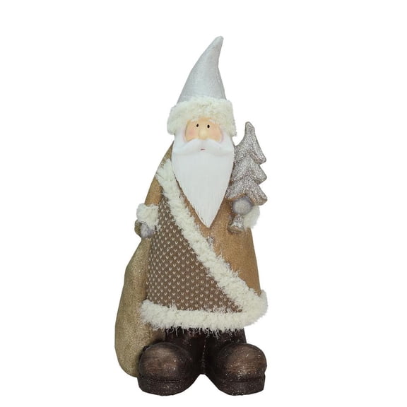 Northlight Santa Holding Christmas Tree Figurine - 18.5" - Brown and White