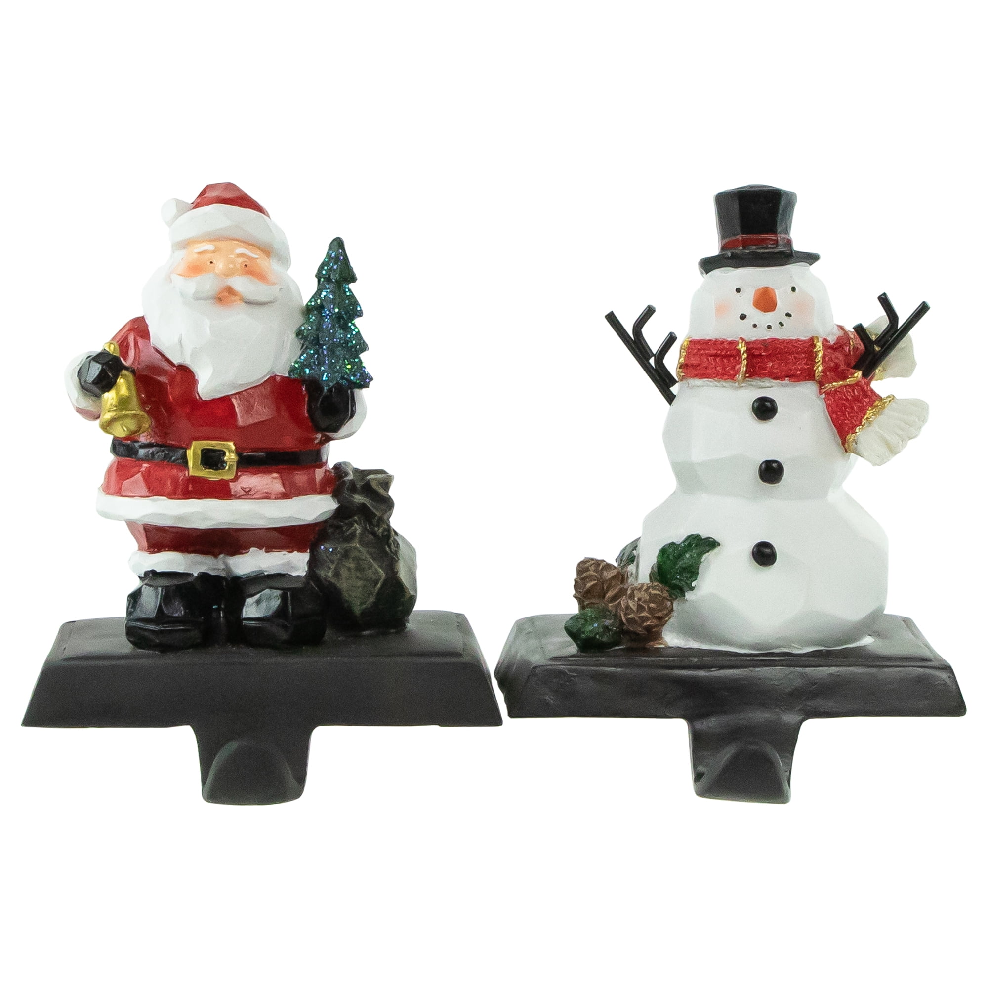 Northlight Set of 2 Santa and Snowman Christmas Stocking Hangers for ...