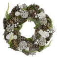 thumbnail image 1 of Northlight White Rose and Pine Cones  Artificial Christmas Wreath, 13-Inch, Unlit, 1 of 3