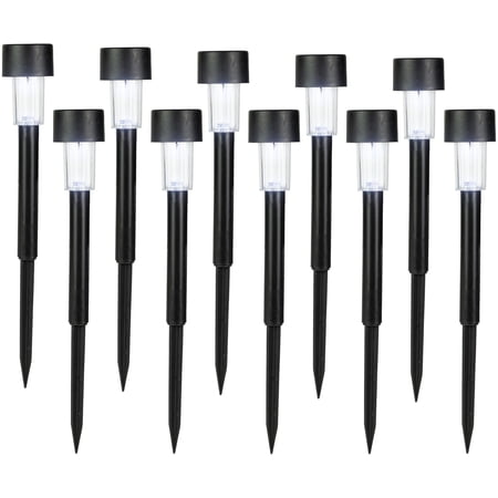 Northlight Set of 10 Black Solar Powered LED Pathway Markers, 12.25"