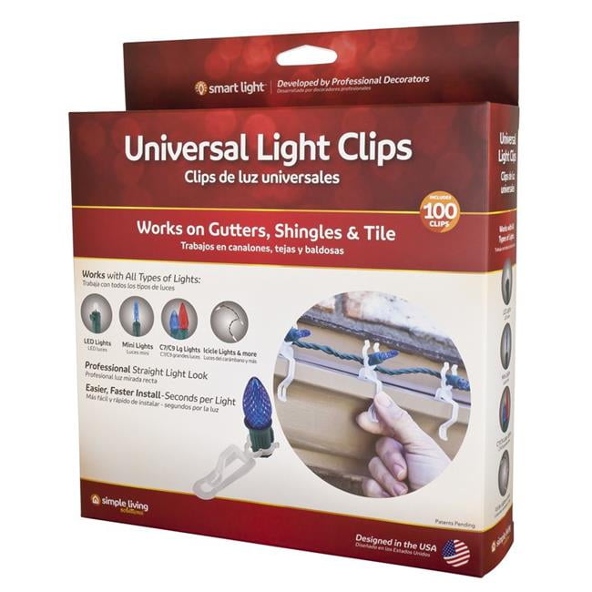 Simple Living Set of 100 Clear Outdoor Universal Christmas Light Clips, 3.5"