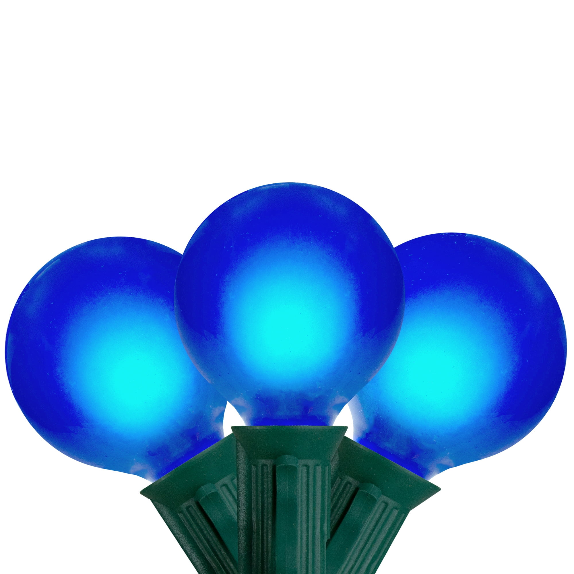 Northlight Set of 15 Blue Satin G50 Globe Christmas Lights Green Wire