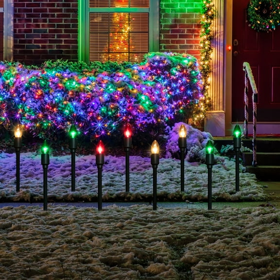 Northlight Lighted C9 Outdoor Christmas Pathway Markers - 13" - Multicolor - Set of 15