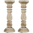 thumbnail image 1 of Northlight Set of 2 Brown Etched Antique Style Pillar Candle Holders 12", 1 of 5