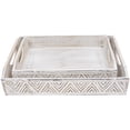 thumbnail image 1 of Northlight Set of 2 Brushed White Chevron Pattern Display Trays 18", 1 of 6