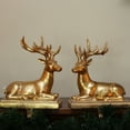 thumbnail image 1 of Set of 2 Gold Seated Reindeer Christmas Stocking Holders 8.75", 1 of 2