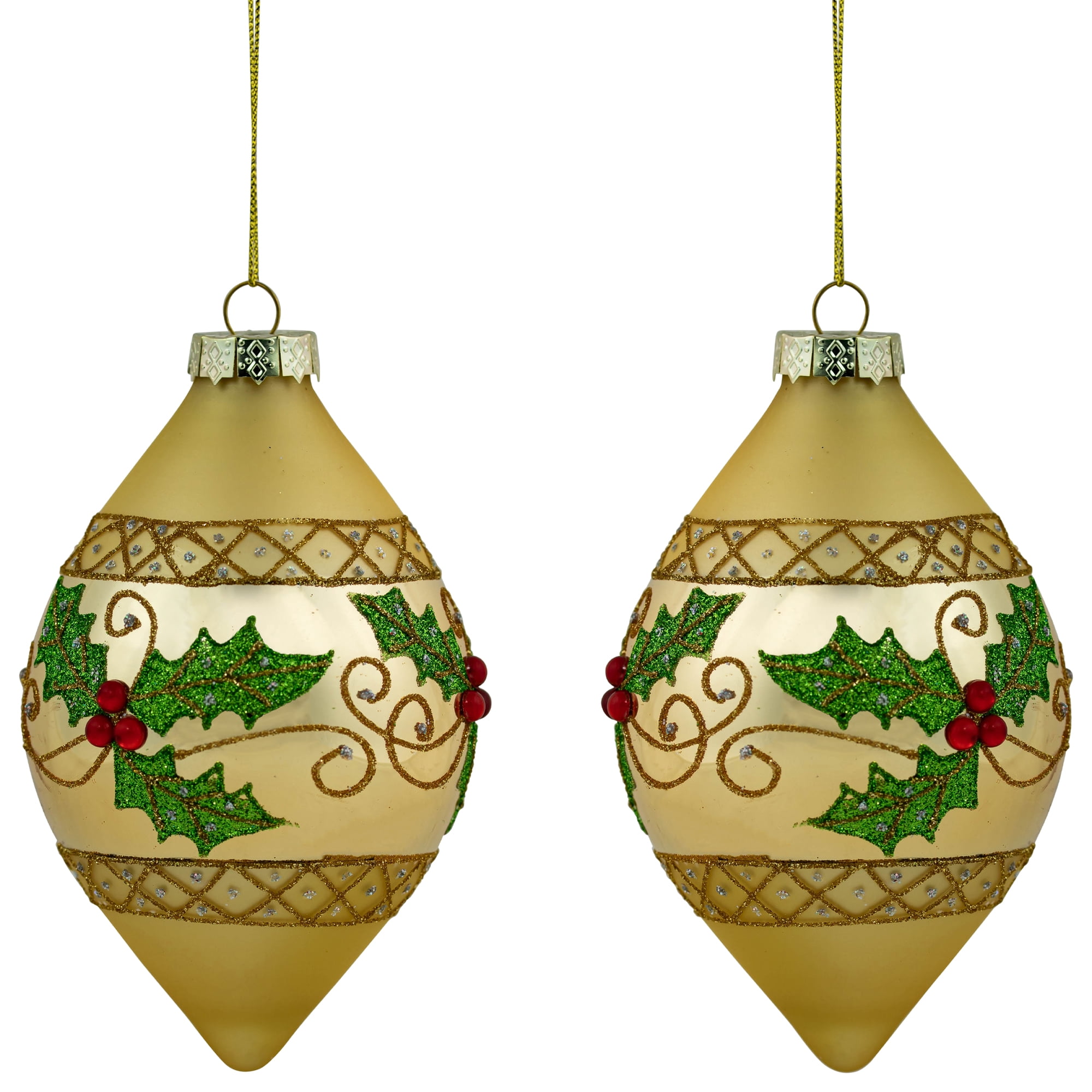 Northlight Set of 2 Shiny Artic Blue Textured Snowflakes Finial Christmas Glass Ornaments 5"