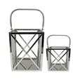 thumbnail image 1 of Set of 2 Modern Elegance Metal and Glass Cube Candle Lanterns 8.5", 1 of 1