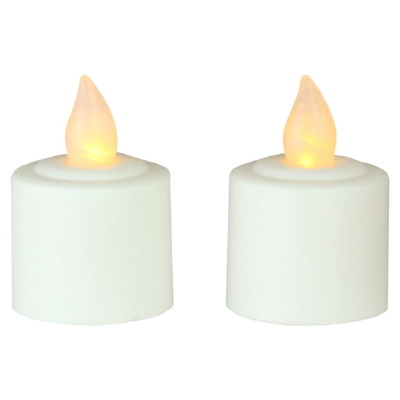 Northlight Set of 2 Prelit LED Battery Operated Flickering Amber Votive Candles 1.5" - White
