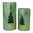 thumbnail image 1 of Northlight Rustic Christmas Tree Candle Lanterns - 12" - Green and Gold - Set of 2, 1 of 4