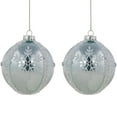 thumbnail image 1 of Northlight Set of 2 Sky Blue Glittered and Beaded Snowflake Glass Christmas Ball Ornaments 4", 1 of 4