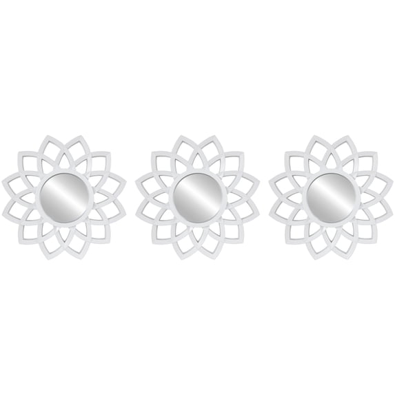Northlight Set of 3 Arched Floral Matte White Wall Mirrors 9.5"
