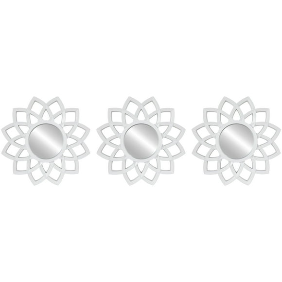 Northlight Set of 3 Arched Floral Matte White Wall Mirrors 9.5"
