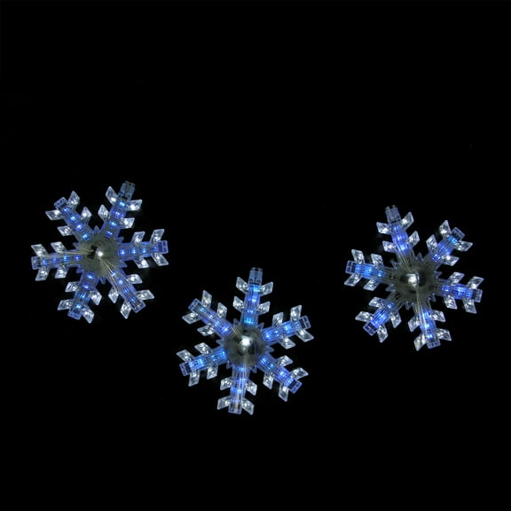 Northlight LED Cascading Snowflake Christmas Lights - White and Blue - 32" Black Wire - 3ct