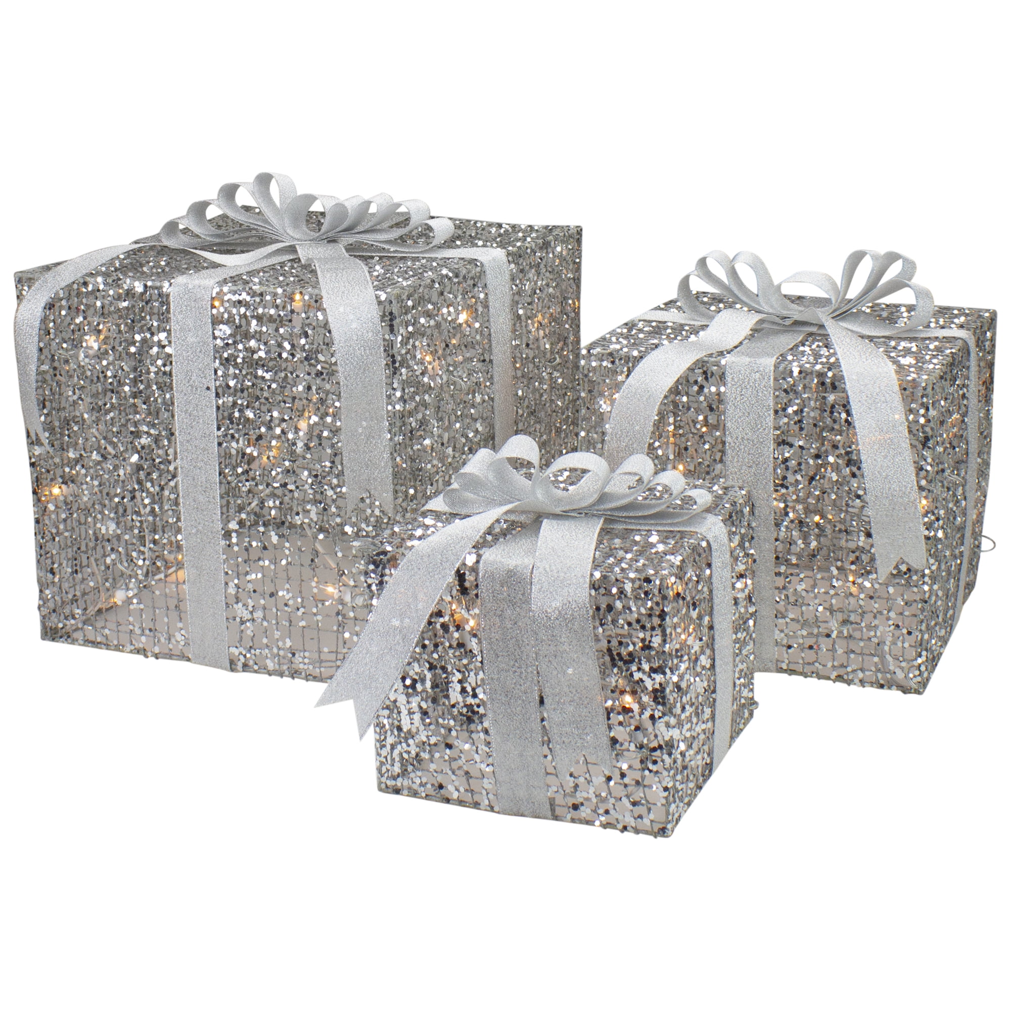 Christmas Gift Card Holder Boxes with Ribbon & Glitter (Set of 4) 