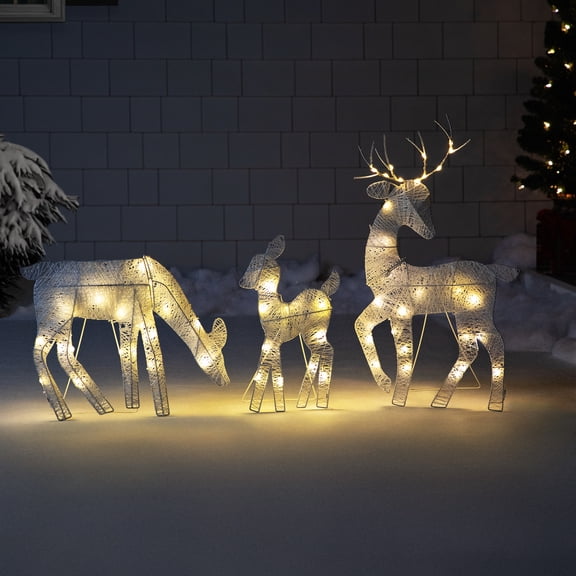 Northlight LED Lighted Glittered Reindeer Family Outdoor Christmas Decorations - 28" - White - Set
