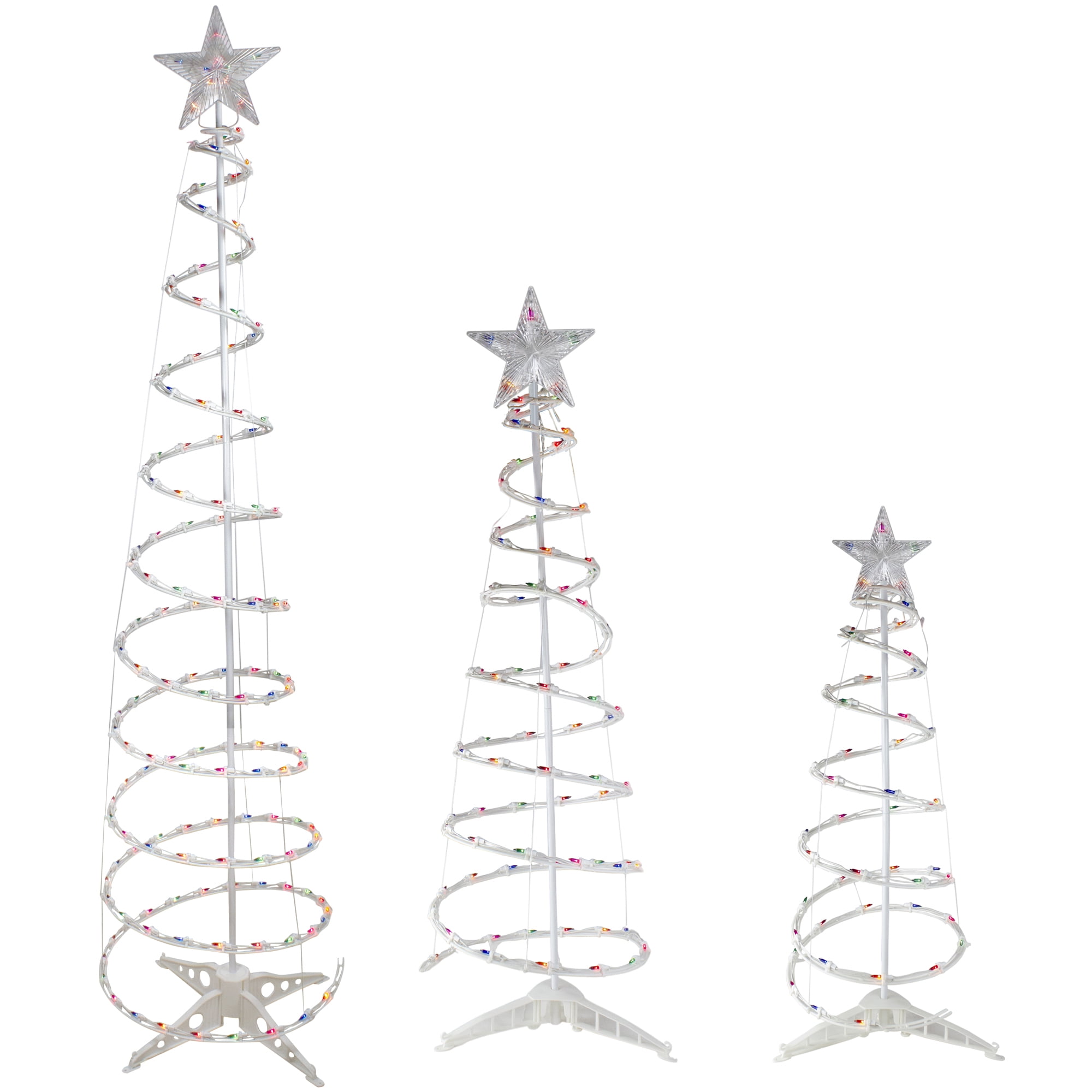 Northlight Set of 3 Lighted Multi-Color Spiral Christmas Trees - 3', 4', and 6'