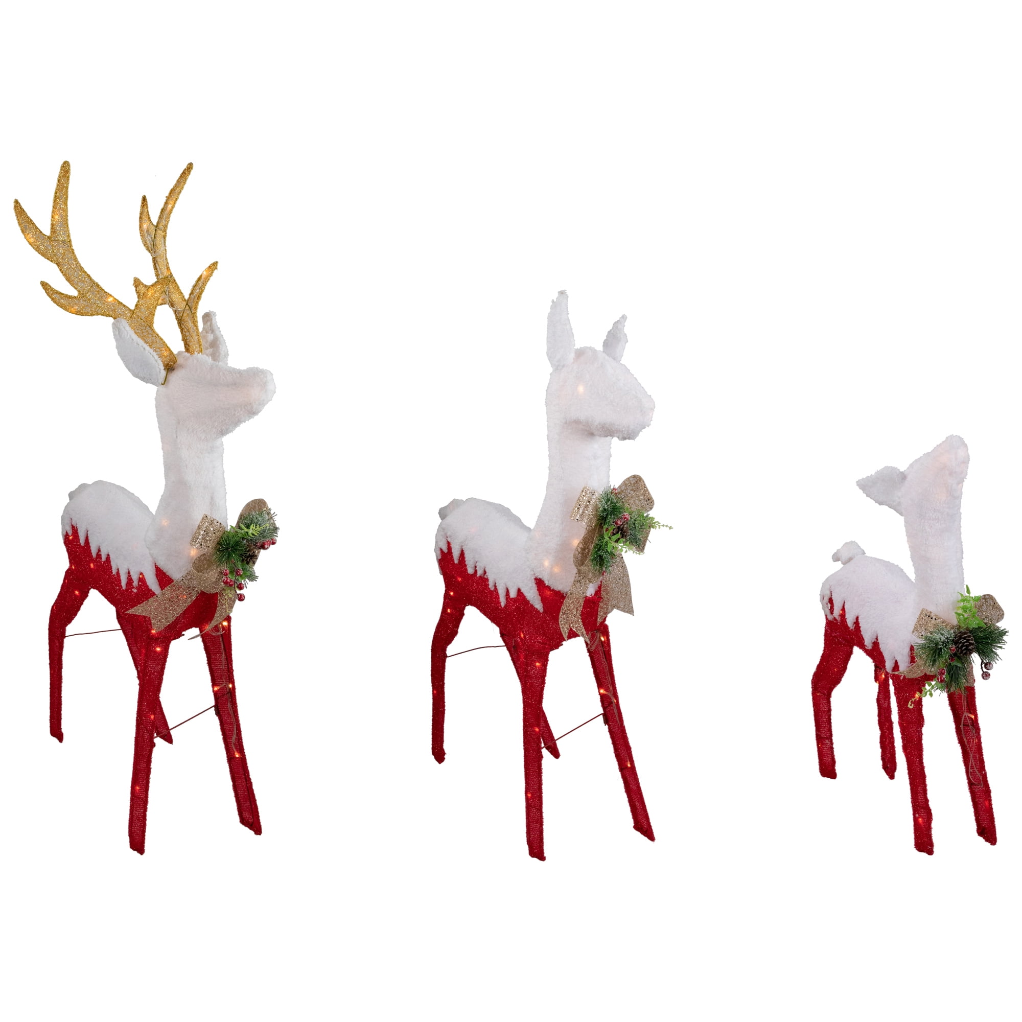 Northlight Set of 3 Lighted Red Reindeer Family Outdoor Christmas