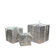 thumbnail image 1 of Northlight Set of 3 Lighted Silver and Glitter Gift Boxes Outdoor Christmas Decoration, 1 of 3