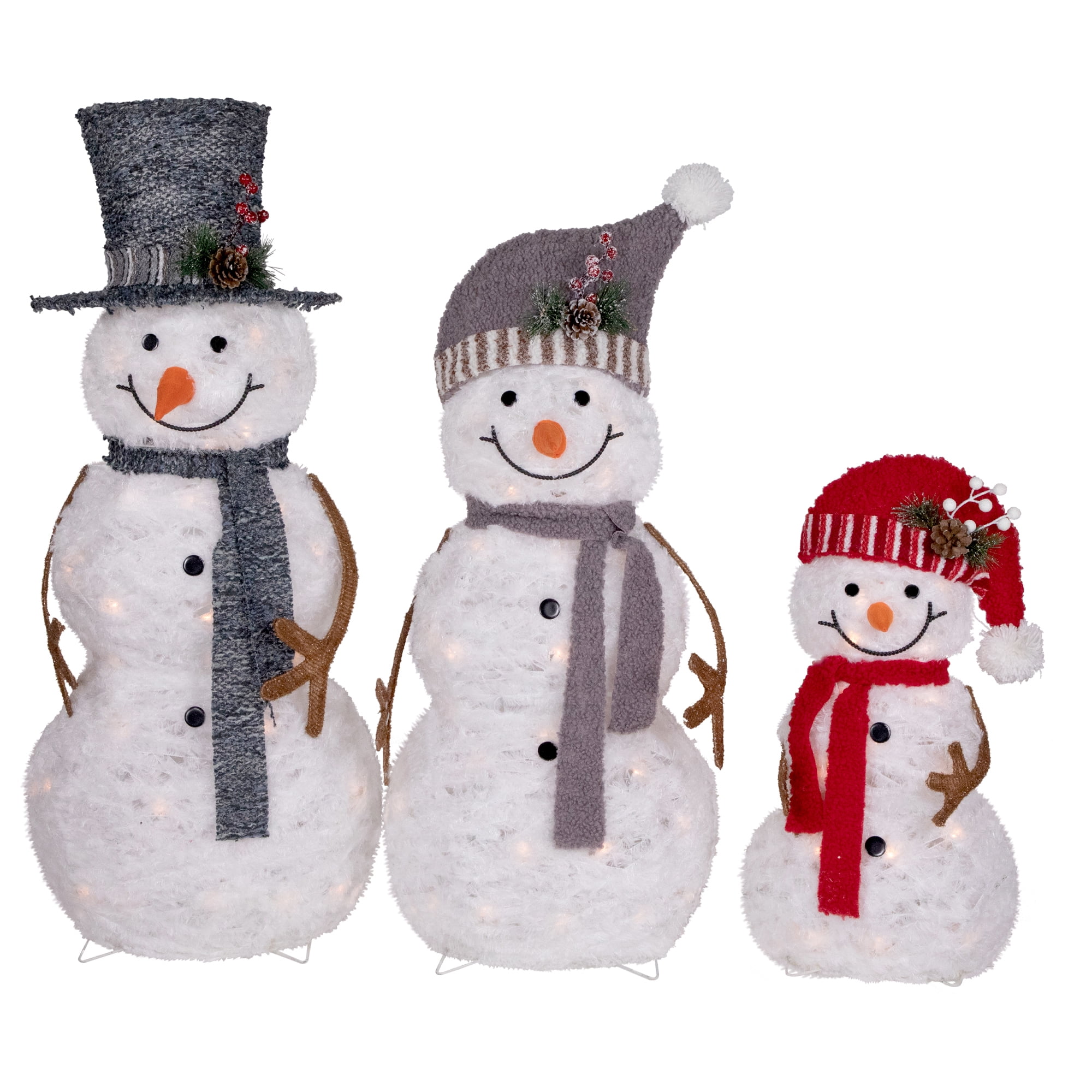 Northlight Set of 3 Lighted Snowman Family Outdoor Christmas ...
