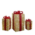 thumbnail image 1 of Northlight Set of 3 Lighted Tall Gold Gift Boxes with Red Bows Christmas Outdoor Decorations 18", 1 of 4